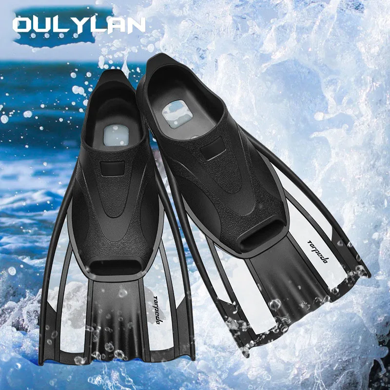 Oulylan Swimming Diving Fins Rubber Snorkeling Professional Flexible Comfort Non-Slip Swim Flippers Water Sports Beach Shoes