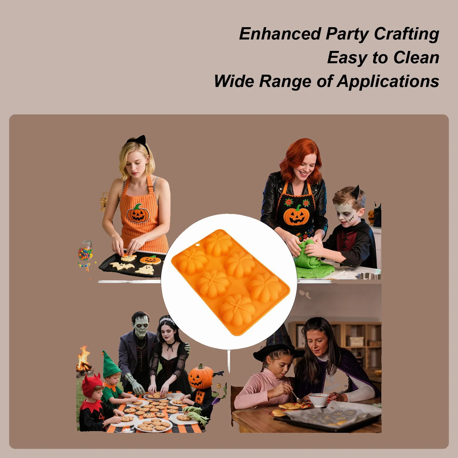 Halloween Silicone Mold Fondant Spider Broom Pumpkin Moulds Non Stick Easy Release Silicone Mold For Fondant Baking Resin Wax