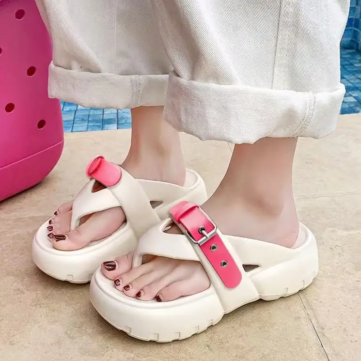 2025 nuevas zapatillas planas para mujer, sandalias de verano bonitas para el hogar, salida interior, sandalias antideslizantes para uso exterior, zapatos Eva para fiesta de mujer