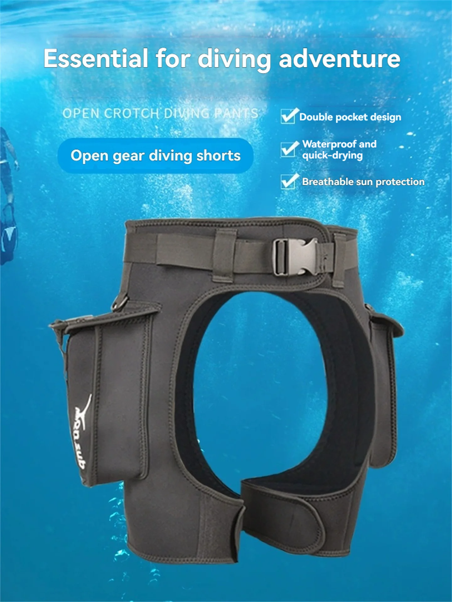 2.5MM Neoprene Open Crotch Technical Diving Shorts Men Women Underwater Operation Snorkeling Sailing Surfing Beach Half Pants