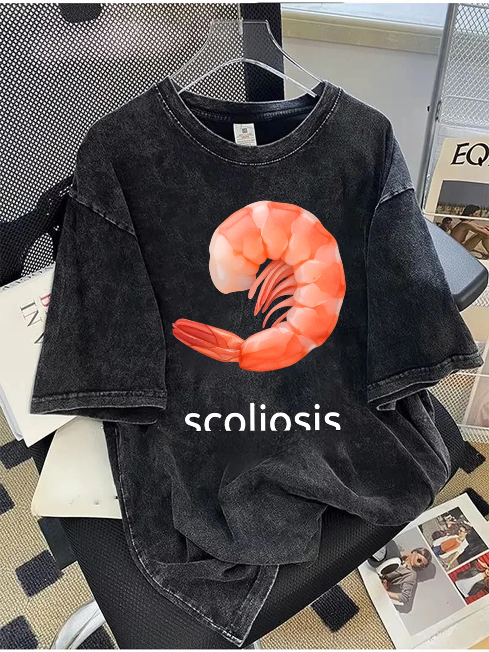 Women's T-shirt Lobster Print Distressed T-shirt Top Y2k Clothing Summer Short Sleeved Casual T-shirt