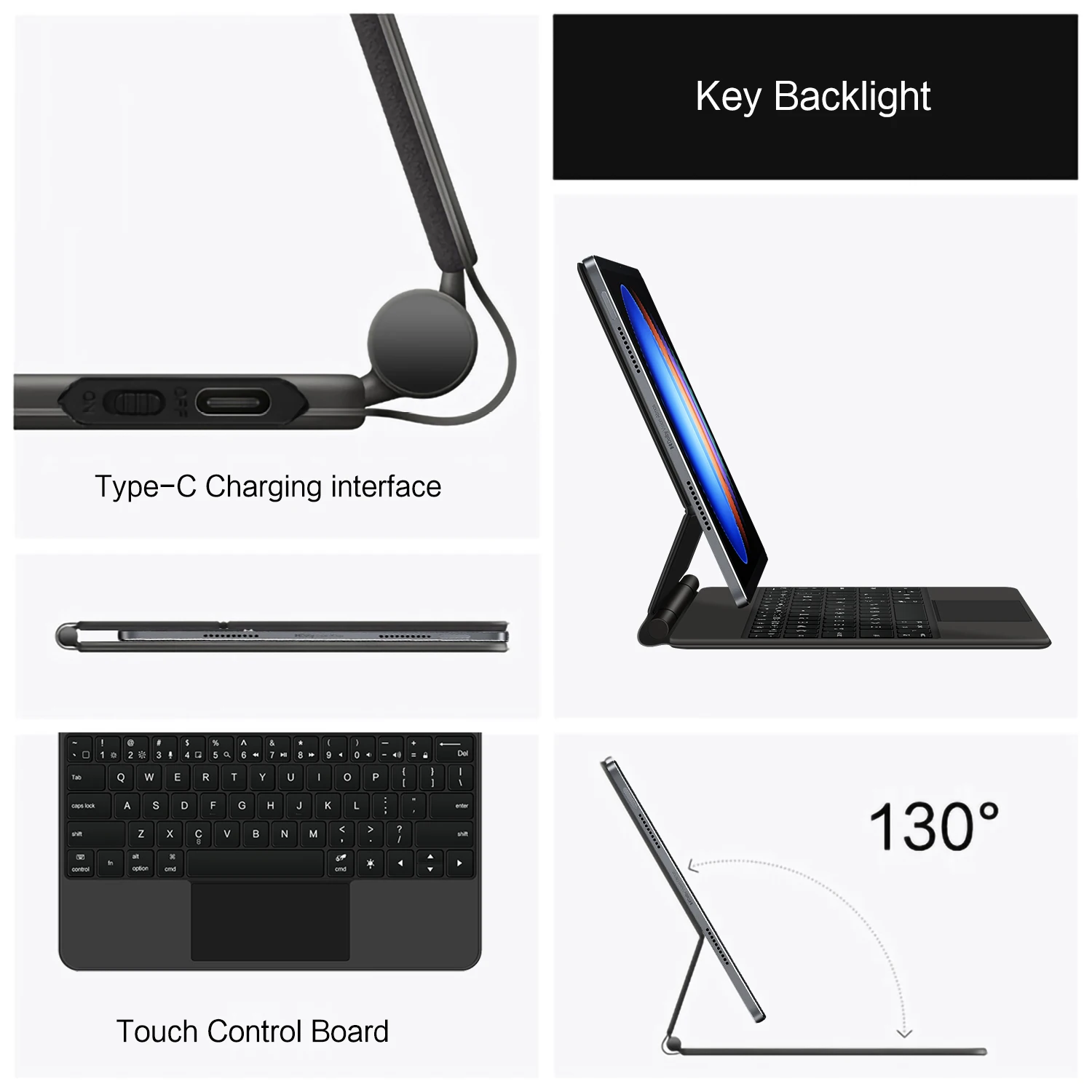 Imagem -03 - Folio-teclado Mágico para Xiaomi mi Pad 6s Pro 12.4 Português Espanhol Francês Coreano Árabe Alemão Teclado Inteligente