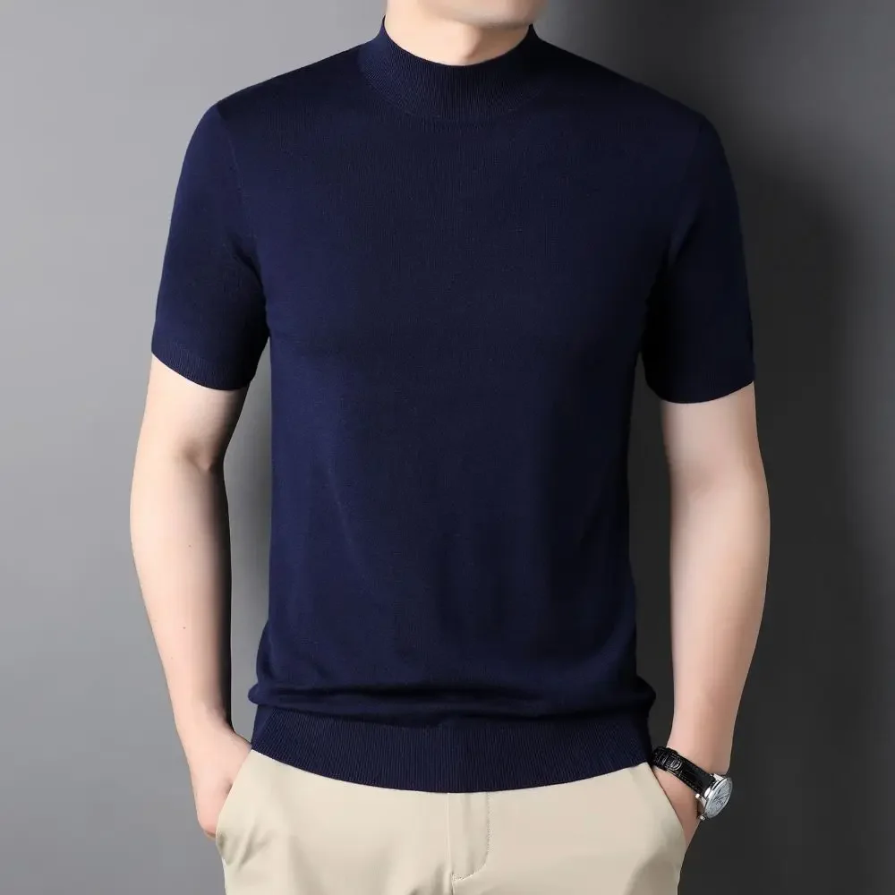 Men's Pure Color Soft Round Collar Short Paragraph Sweater Contracted Elastic Jumper Hot Style Fashion Autumn Top S6117