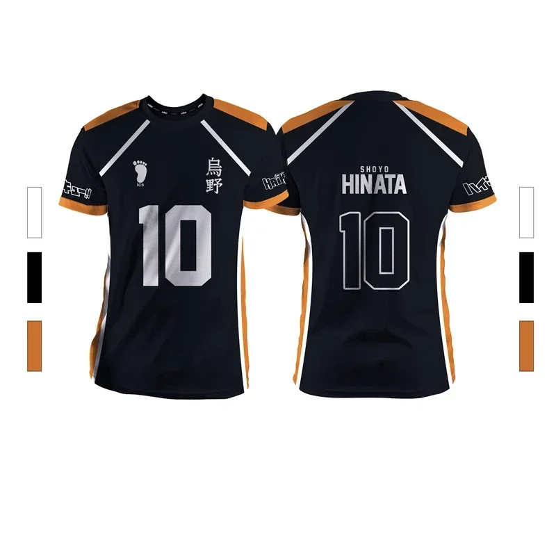 Black summer novelty, men's sports fashion, casual, comfortable, breathable, volleyball, anime, unisex, short sleeve, round neck