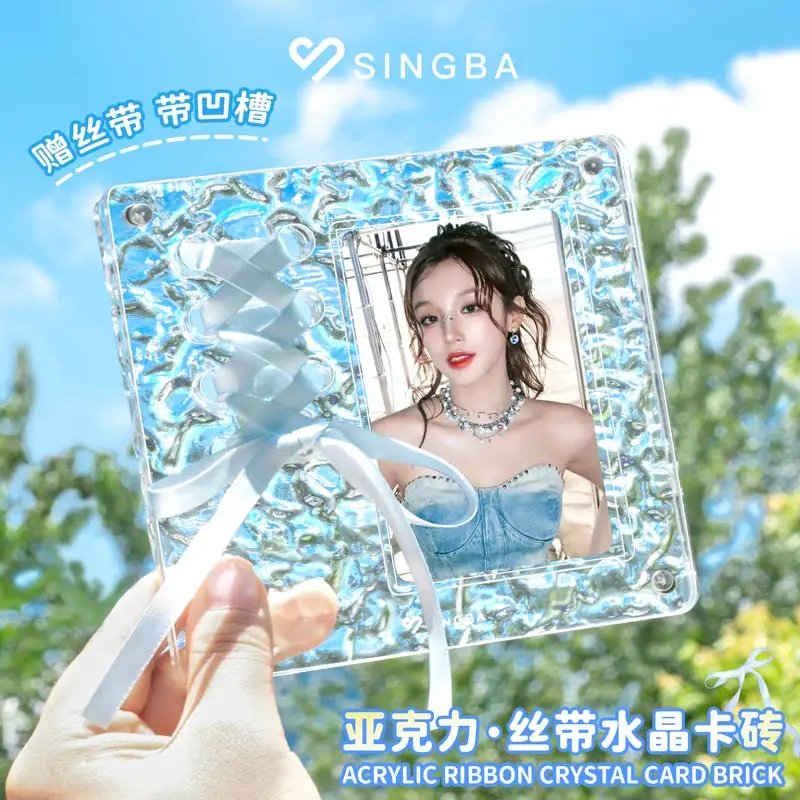 

Magnetic HD Acrylic 3" Photo Card Display Frame | Crystal Effect, Ribbon Brick for Kpop Photocard Polaroids, Trading Cards