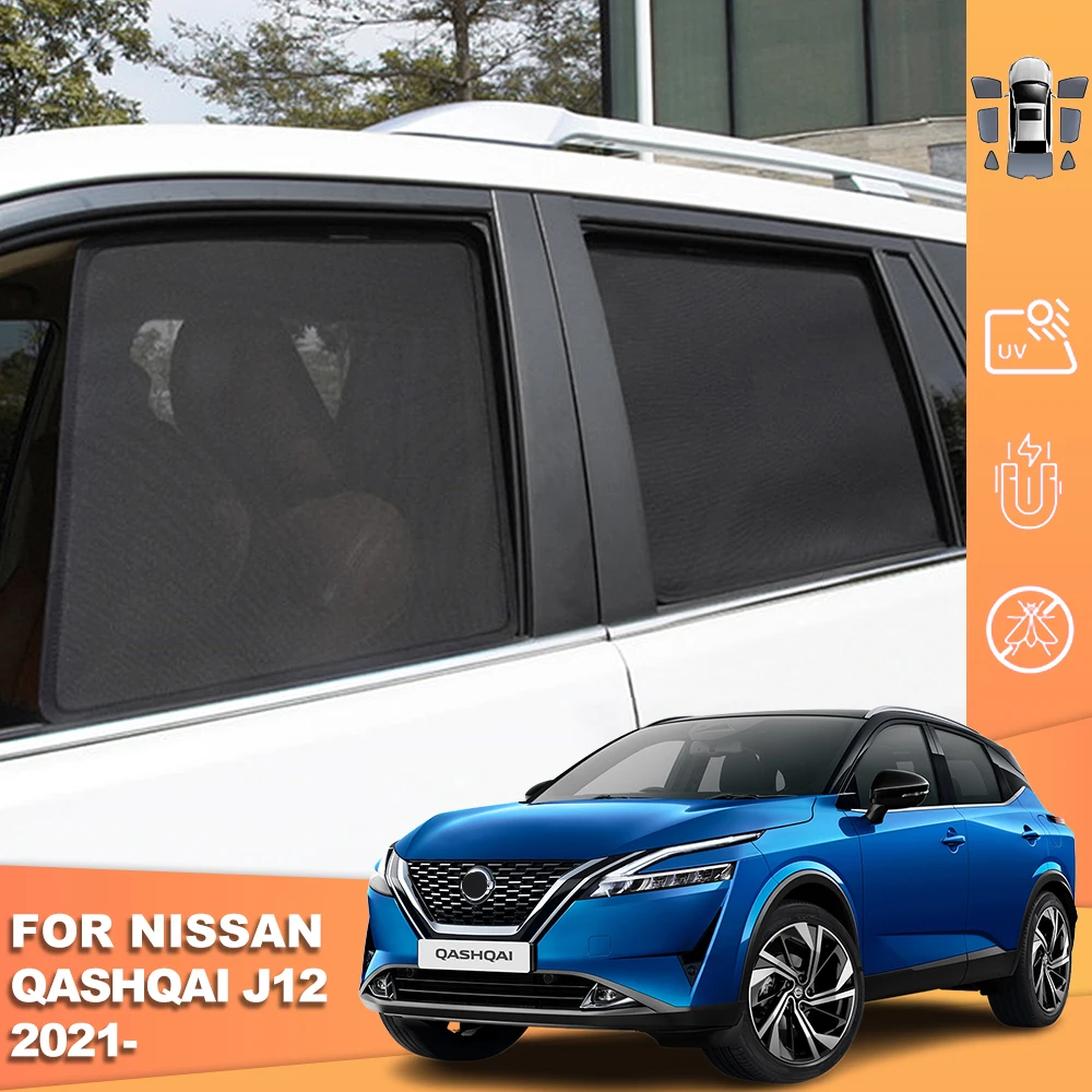 

For Nissan QASHQAI J12 2023 2024 Magnetic Car Sunshade Shield Front Windshield Curtain Rear Side Baby Window Sun Shade Visor