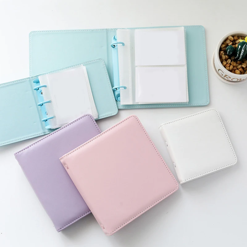 Leather 2 Hole Loose-leaf Album Holds 50/100 Mini Photos For Mini Fuji Instax & Name Card Photocard Holder Business Card Bag