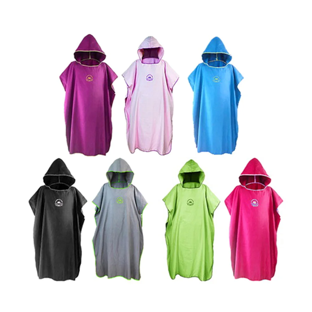 Jubah Pantai Mikrofiber Ringan Warna Hitam, Cepat Kering, Portabel, Handuk Mandi Privasi, Jubah Mandi, Handuk Pantai