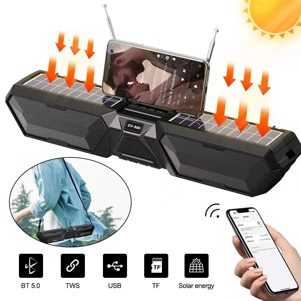 Caixa De Som wireless IPX6 Waterproof FM Radio Use Emergency Radio Solar Hand Crank Powered Multifunctional Bluetooth Speaker