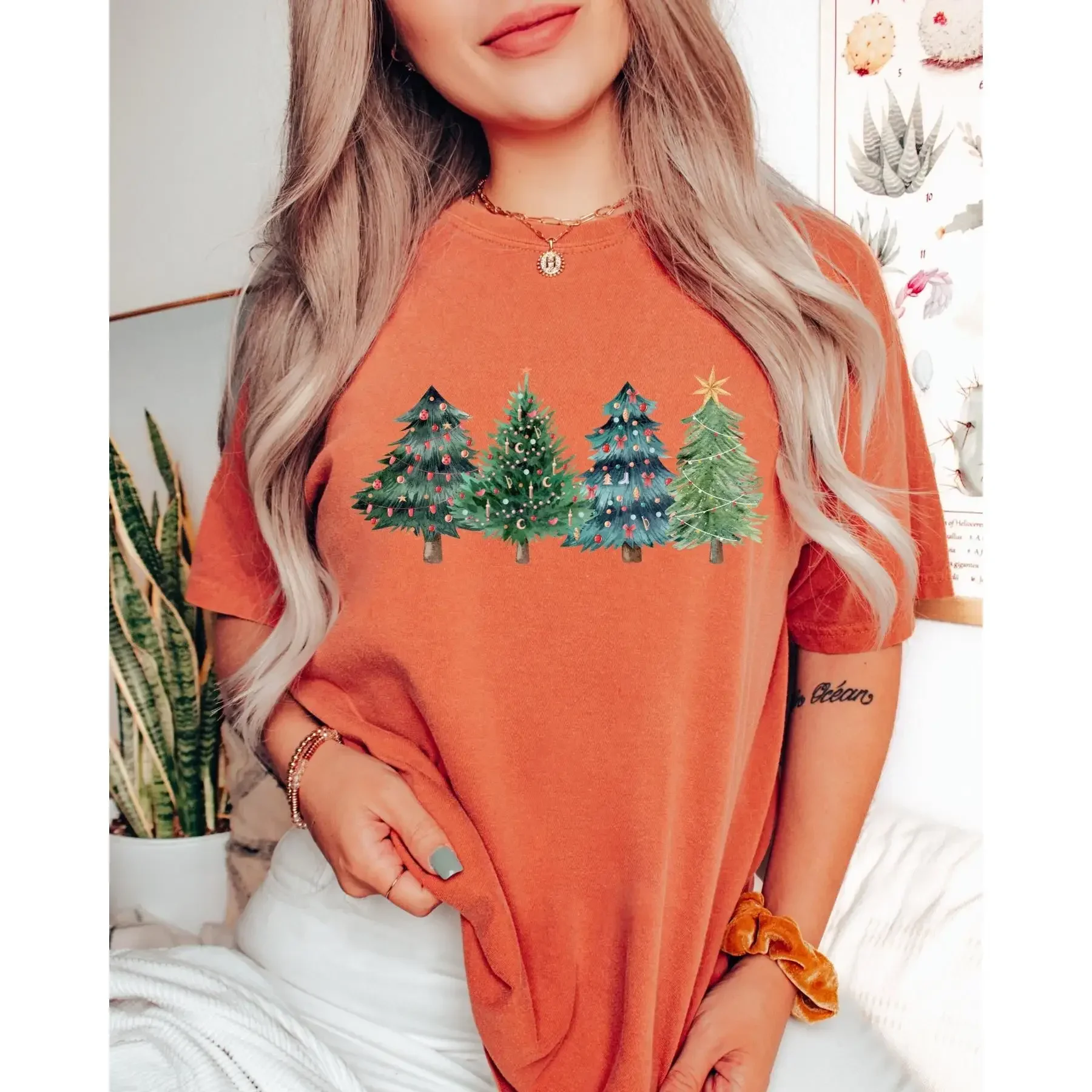 Christmas Trees T Shirt Xmas C - Initial Ring Custom ulasan dan harga