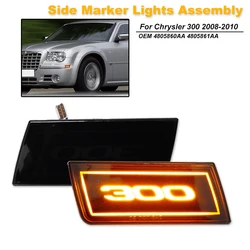 2PCS Amber 300 logo LED Side Marker Light Assembly for Chrysler 300 300C,Front Turn Signal Indicator Blinker Lights 2005-2014
