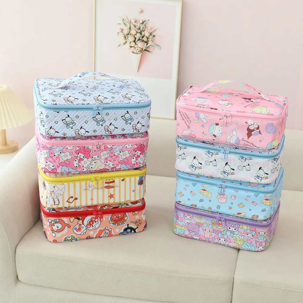 Cute Sanrio Hello Kitty Handbag Cartoon Cinnamoroll Kuromi Waterproof Thermos Bag Bag Portable Shopping Bag Student Lunch Bags