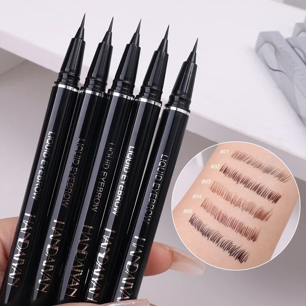 2 in 1 Liquid Eyebrow Eyeliner Pencil Waterproof Easy To Color Colorfast Ultra Thin Liquid Eyebrow Pen Korean Makeup Cosmetics