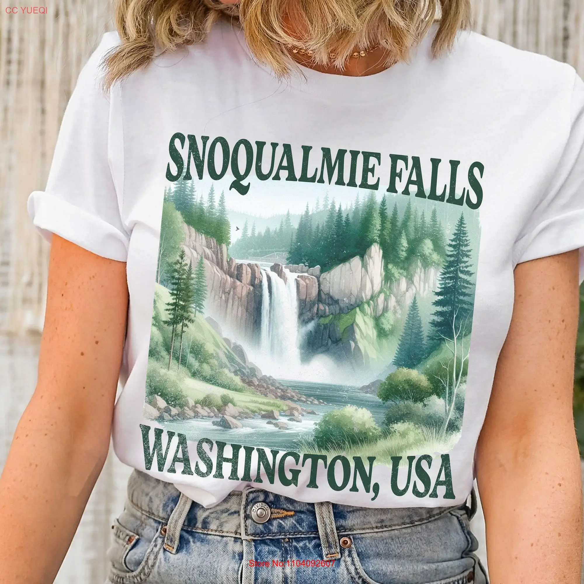 Snoqualmie Falls T Shirt Washington State Pacific Northwest PNW Hiking Granola Girl Gorpcore Art  long or short sleeves