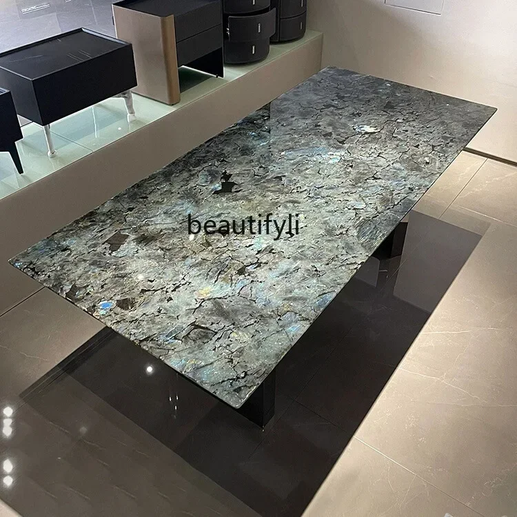 Italian Light Luxury Minimalist Marble Rectangular Dining Table High-End Villa Simple Home