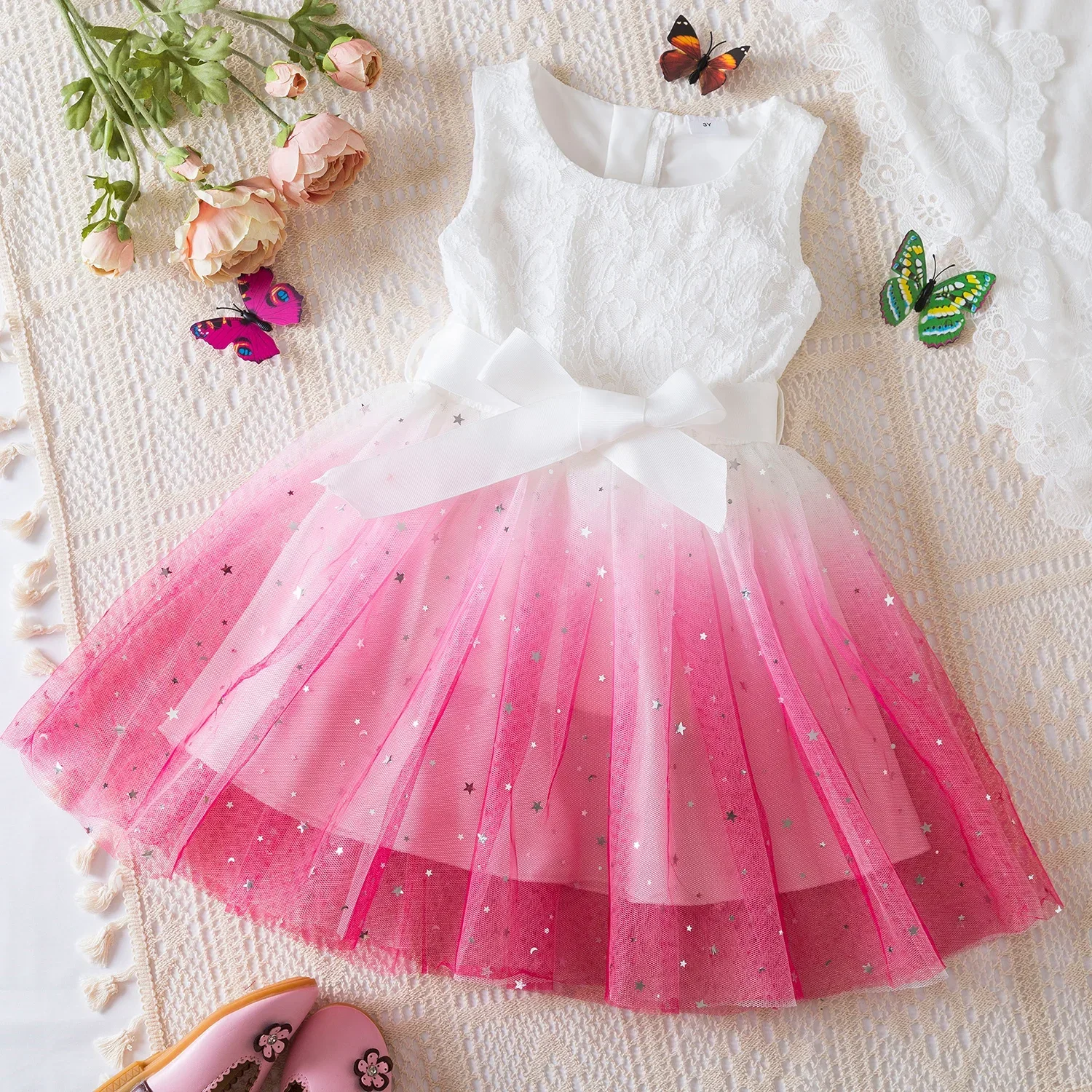 Summer Dress for Kids Girls 3-8Y Cute Toddler Birthday Party Costumes Pink Girls Princess Dress Tutu 2024 New Baby Girls Clothes