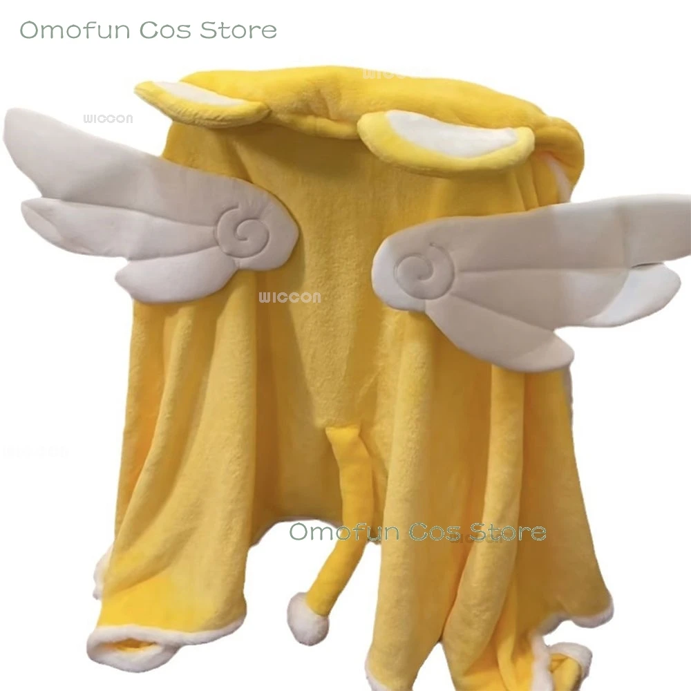 Cute Cardcaptor Sakura Kinomoto Kero Kero-chan Cosplay Anime Products Blanket Yellow Cloak Adults Kids Winter Hooded Cape