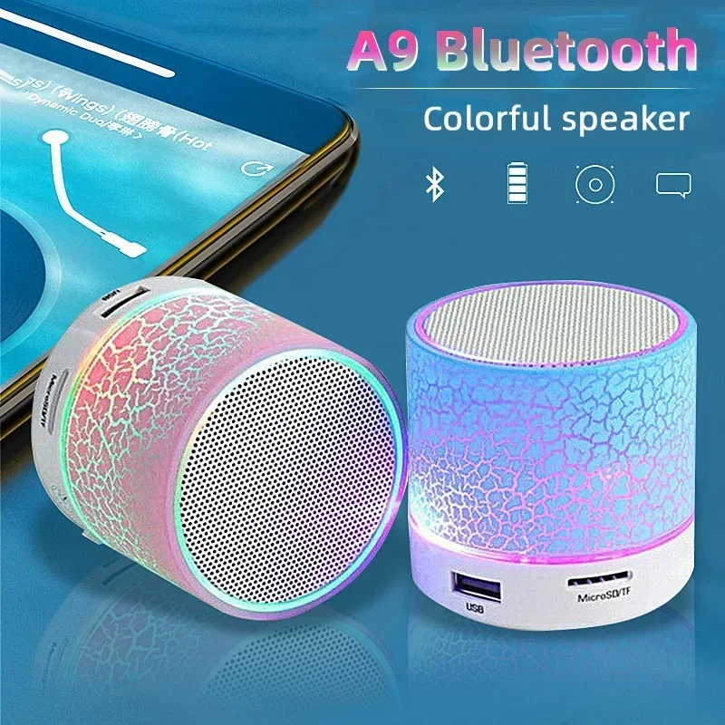 Mini haut-parleur Bluetooth sans fil, haut-parleur LED coloré, carte TF, USB, caisson de basses portable, musique MP3, colonne de son pour PC, téléphone