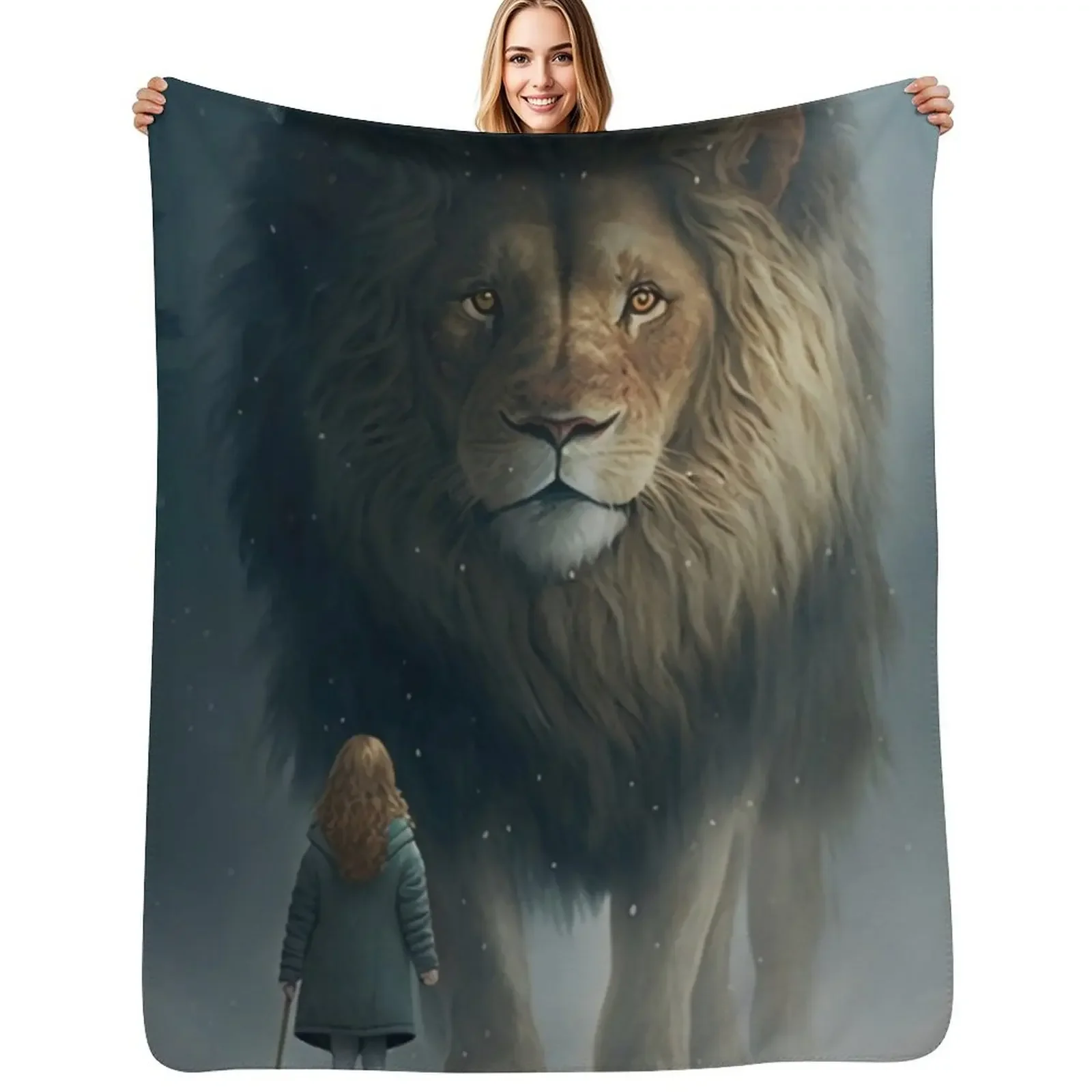 

Lucy and Aslan Throw Blanket funny gift Plaid Retros Travel Blanket