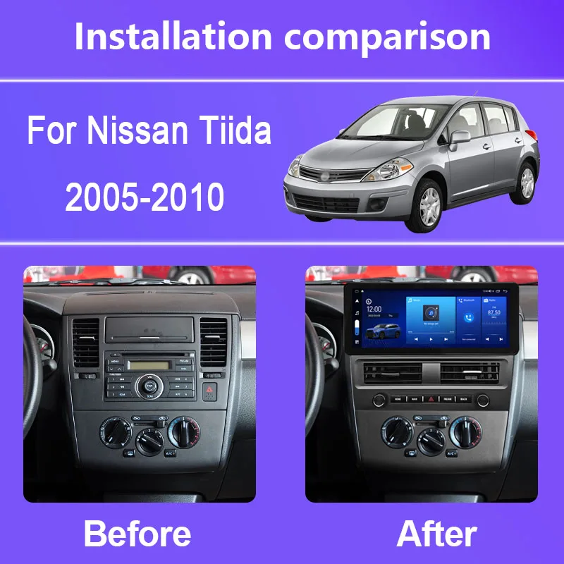 For Nissan Tiida 2005-2010 Android 12.0 Octa Core 8+256G 12.3 inch Car Multimedia Player Stereo Receiver Radio