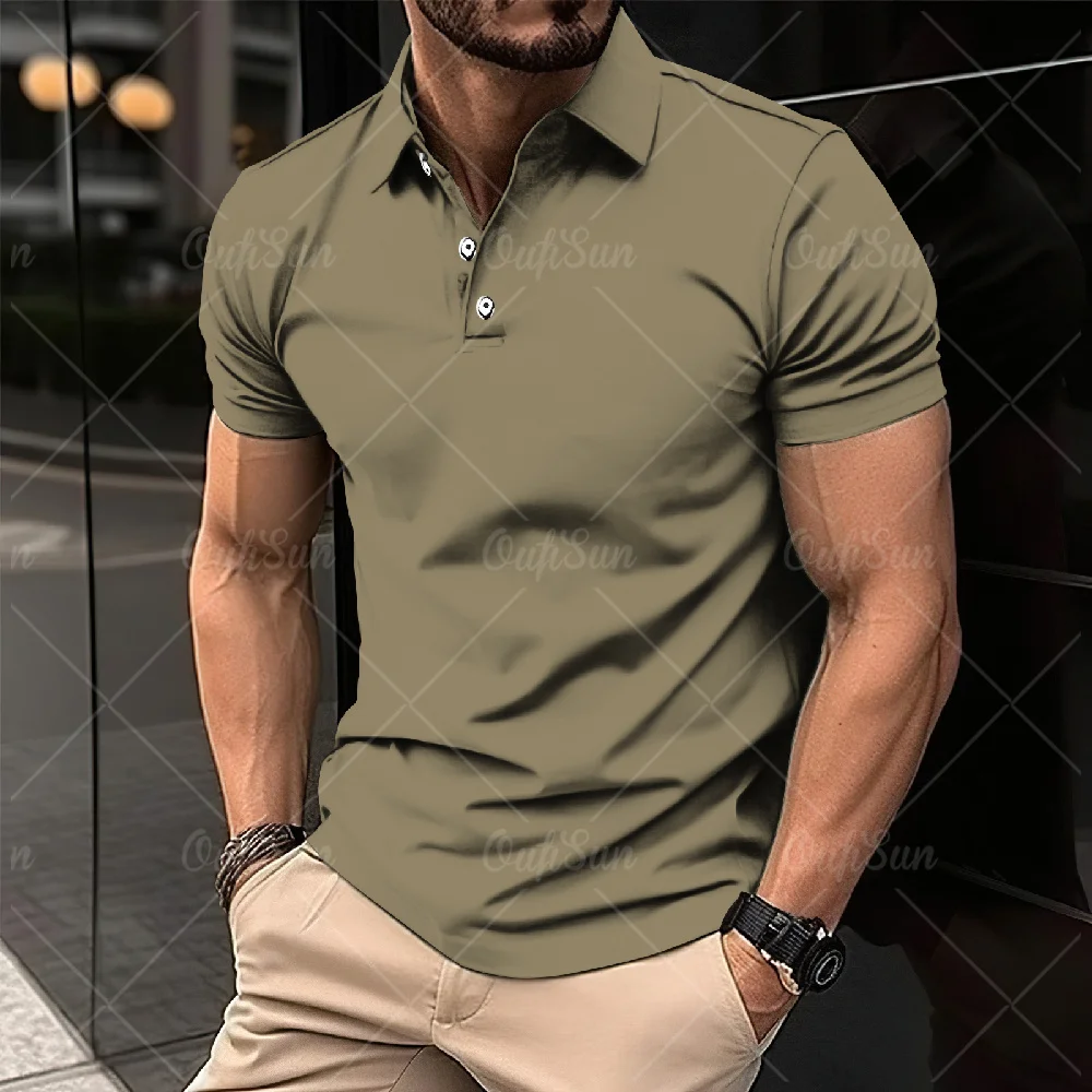 Solid Color Men\'S Polo Shirt High Quality 3d Print T-Shirt Summer Casual Short Sleeve Tops Oversized Polo Shirts Male Clothing