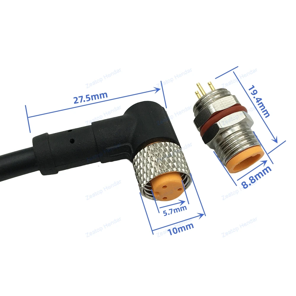 M8 مجموعة المسمار المعدني ، المكونات الإناث مع كابل 50 سنتيمتر ، استشعار مأخذ الذكور ، سلك إشارة الطاقة ، IP67 مقاوم للماء ، 2 دبوس ، 3 دبوس ، 4 دبوس ، 5 دبوس ، 6 دبوس ، 1 مجموعة ، الزاوية اليمنى #4