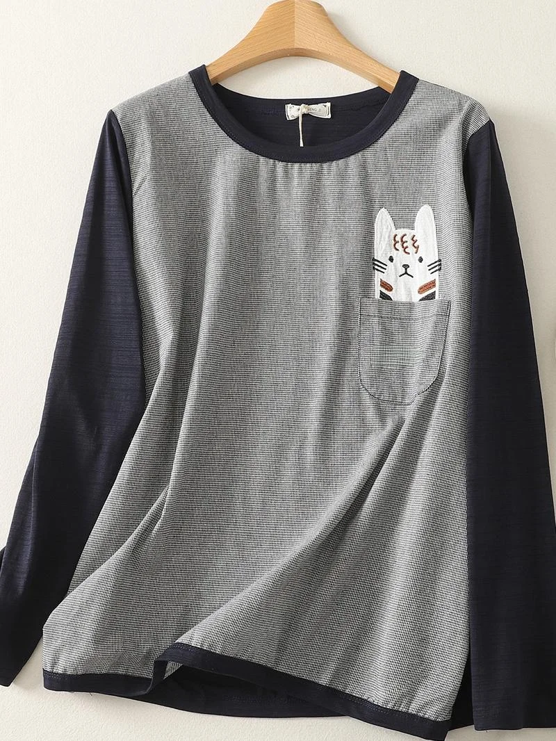 

Элегантный женский весенний топ с вышивкой и лоскутным узором, длинный рукав, однотонный, повседневный, с узлом