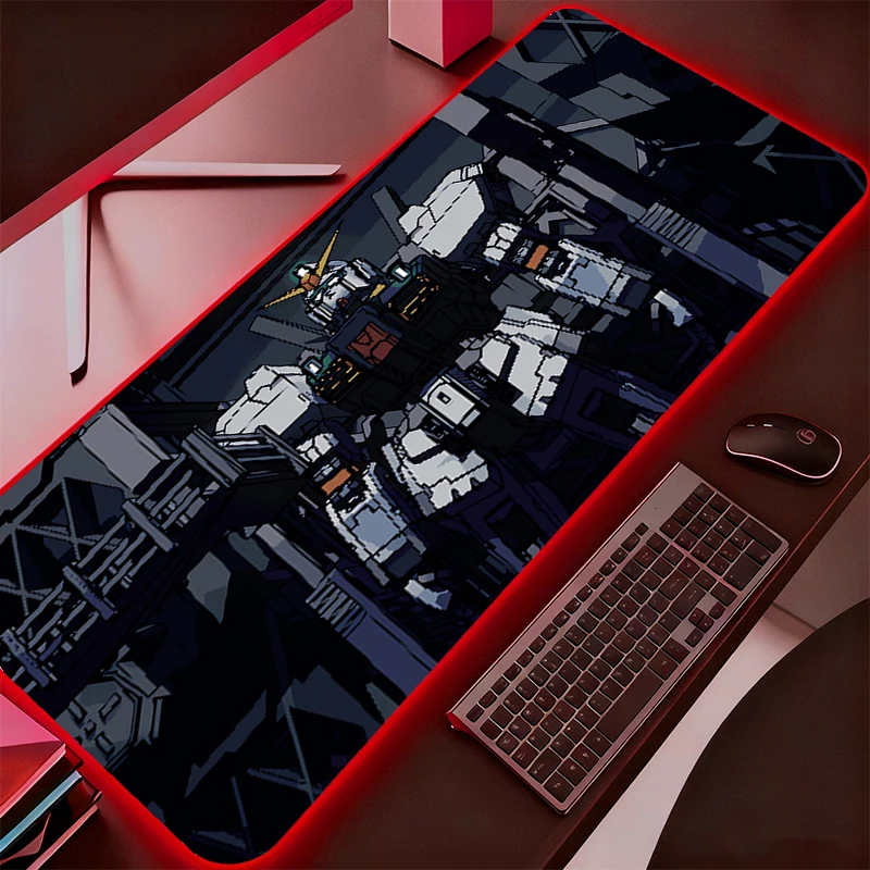 

RGB Backlight Mobile Suit Gundam Mouse Pad Anime Gabinete Gamer Computer LED Desk Mat Keyboard Gaming Accessories Mousepad