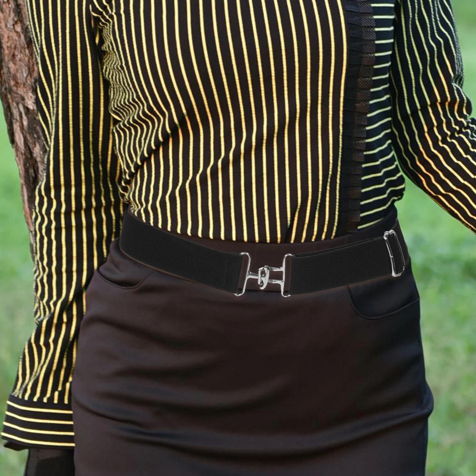 

Elasticity Equestrian Riding Belt Men and Women Weaving Girls Belts with Buckle