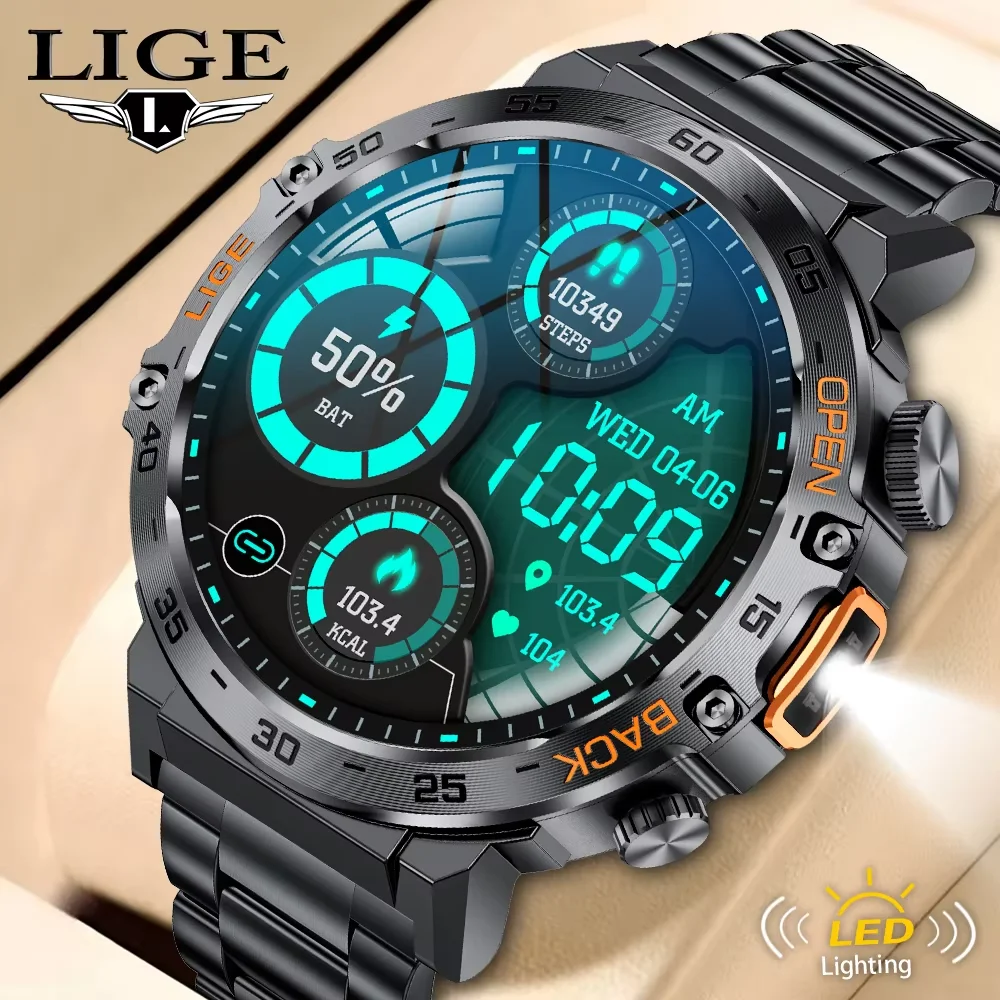 

LIGE 2025 Military Smart Watch Men Sports Fitness Tracker Blood Pressure Waterproof Watches Bluetooth Call Smartwatch For Women