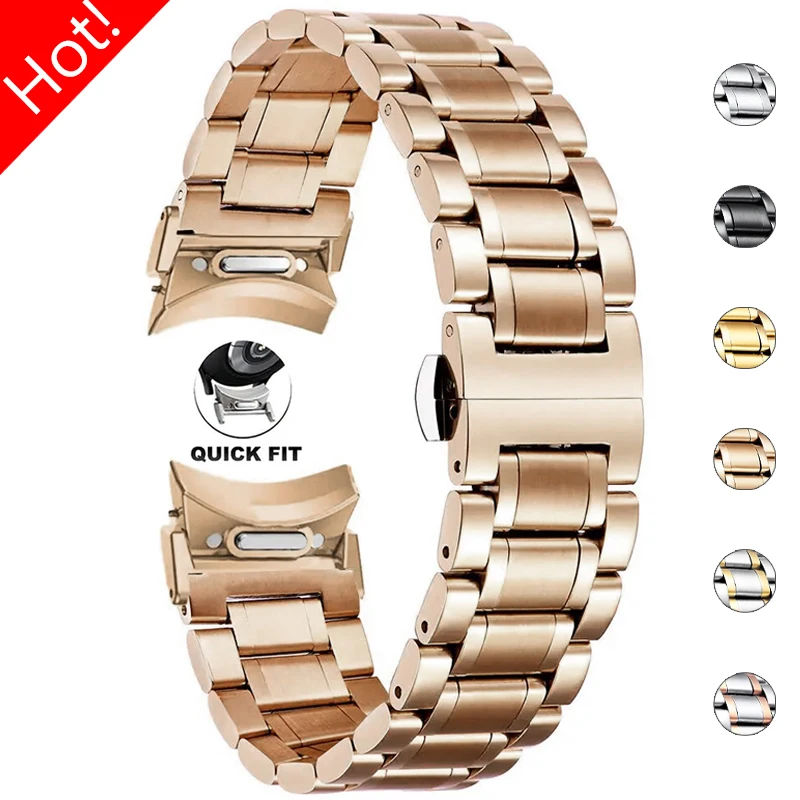 

No Gaps Stainless Steel Strap for Samsung Galaxy Watch 6 Classic 43 47mm 6/5/4 40 44mm Metal Band Quick Fit for Watch 5Pro 45mm