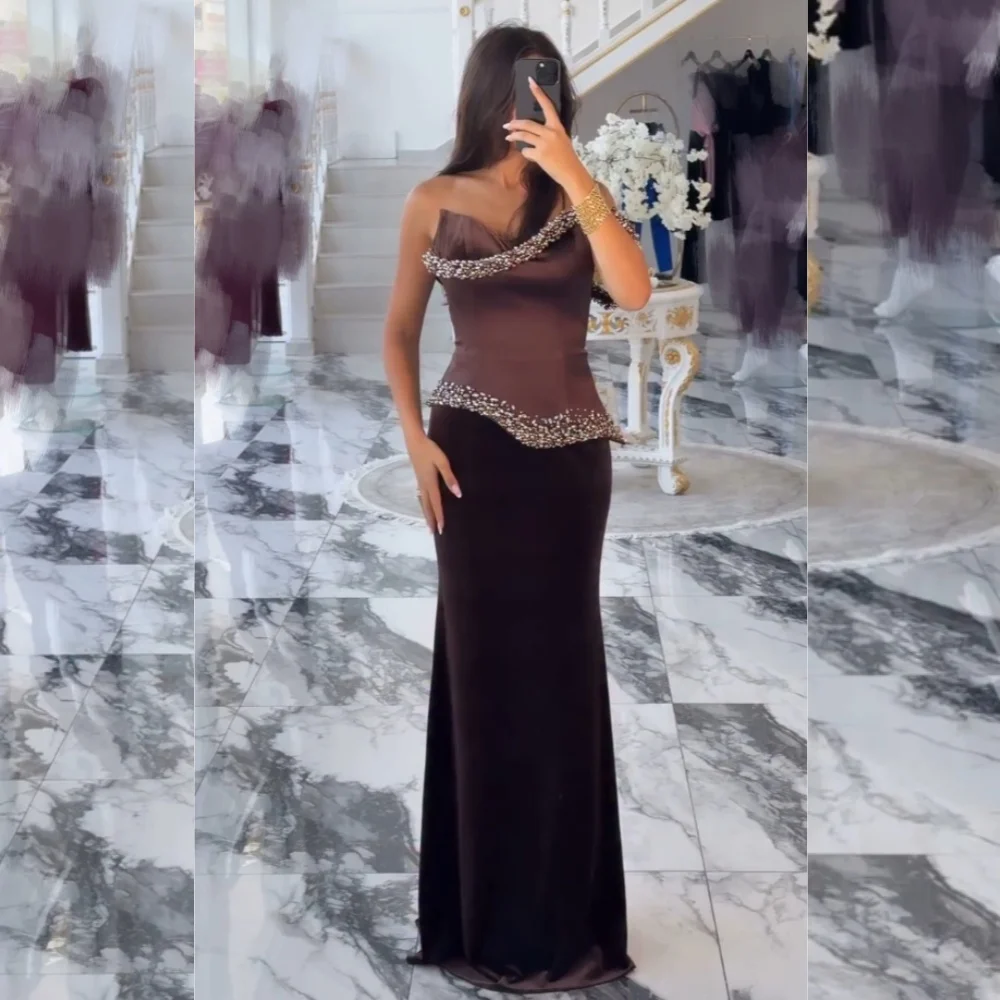 

Customized Glitter Women Evening Dress Pleat Bespoke Occasion Strapless Mermaid Long Dresses Elegant Party Wedding