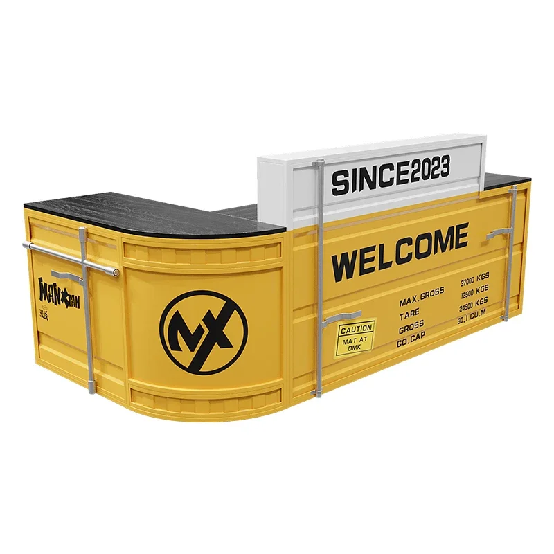 Bar checkout page Industrial style Internet celebrity creative figure blind box shop Container iron tide play shop Reception