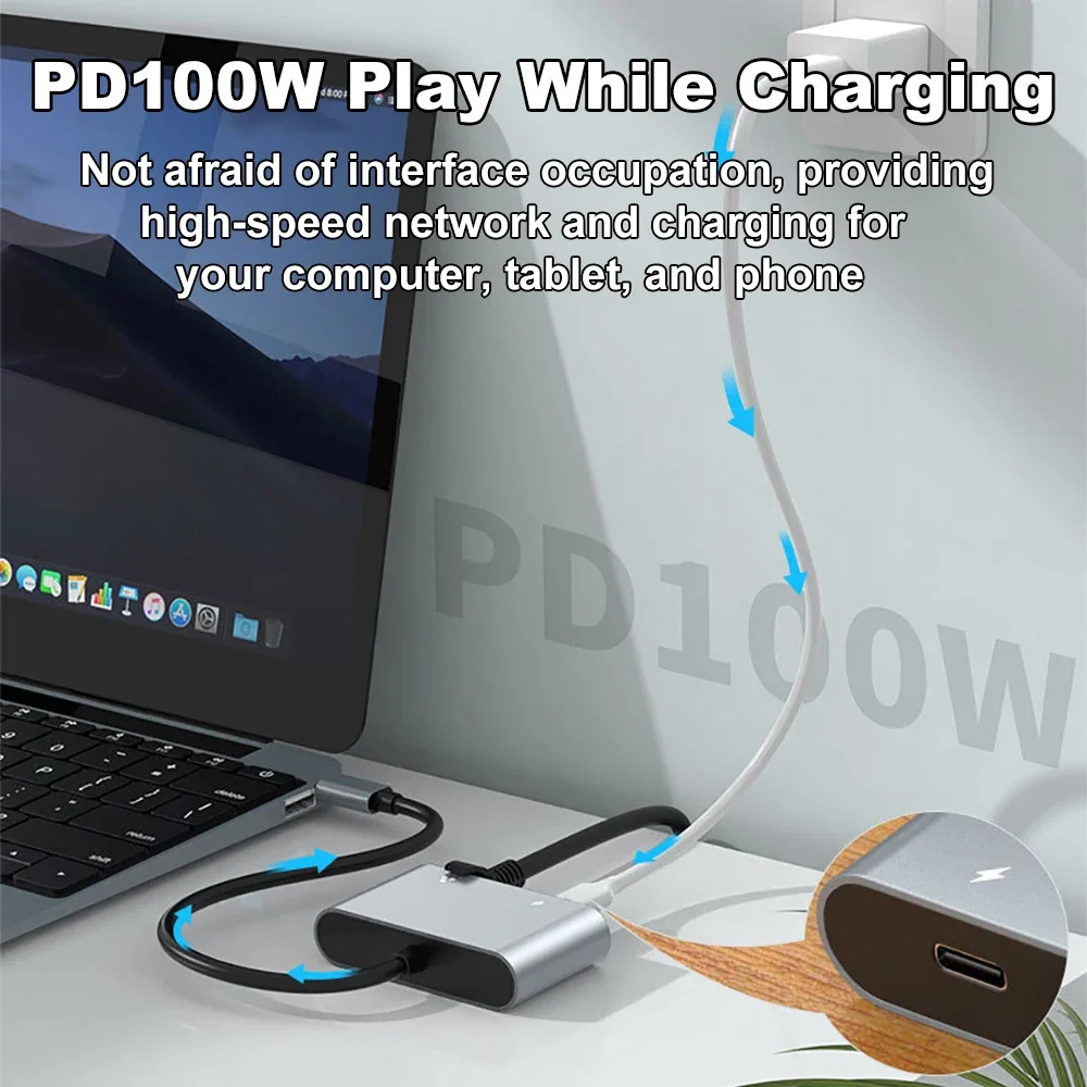 Scheda di rete 2500Mbps Adattatore da tipo C a Ethernet Adattatore LAN Gigabit da 2,5G Supporto PD 100W Ricarica per tablet notebook Mac Book