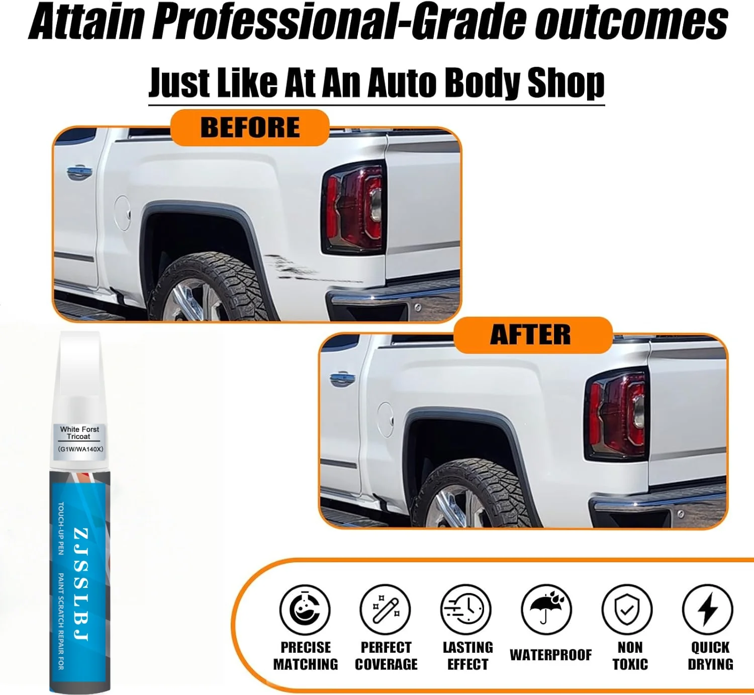 White Forst Tricoat G1W/WA140X Touch up Paint Pen for GMC Car Scratch Repair Two-In-One Premium Quality Paint Solution