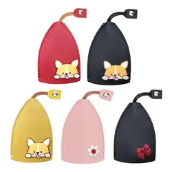 Étui à clés en cuir côtelé Kawaii Koki, joli nœud floral, portefeuille de sac, porte-clés de poche, HTML