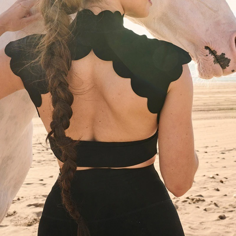 

Lace backless hollow sports vest yoga clothes breathable outside tight top fitness training sports bra Pilates tank top