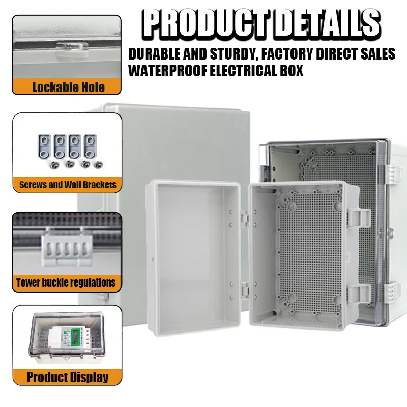 IP67 Outdoor Waterproof Box ABS Engineering Plastic Base for Outdoor Monitoring Power with Buckle Plastic Junction Box