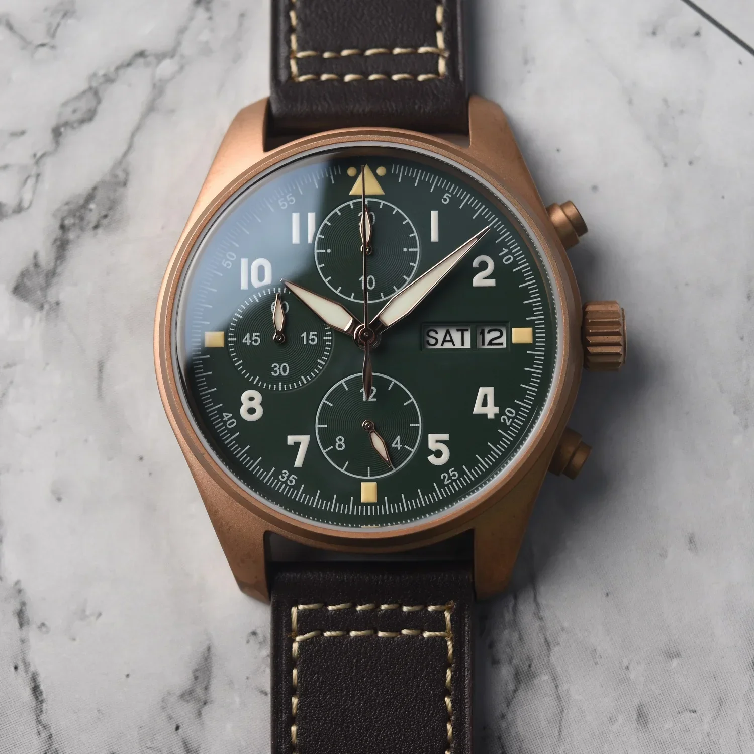 Hruodland 2025 New Men Quartz Watches 6S00 Retro Sapphire Crystal Waterproof 100M Chronograph Pilot Reloj Hombre