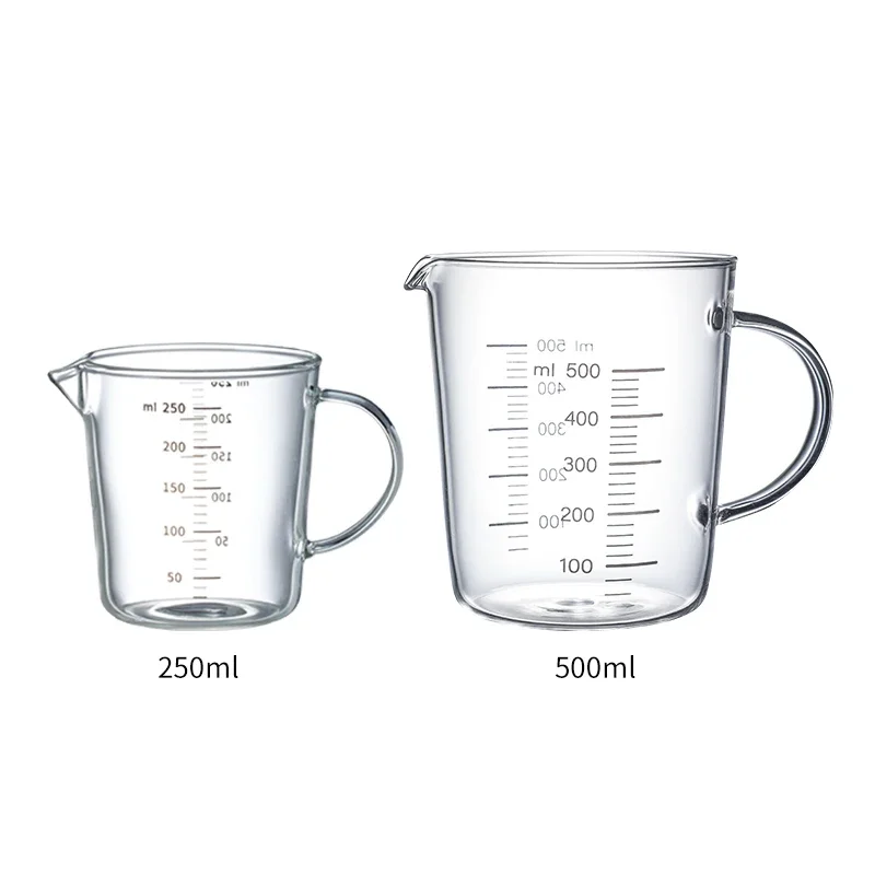 SHIMOYAMA 250/500ml Measuring Cups Milk Cup Glass with Scale High Temperature Resistant Baking Mug Home Kitchen Tools