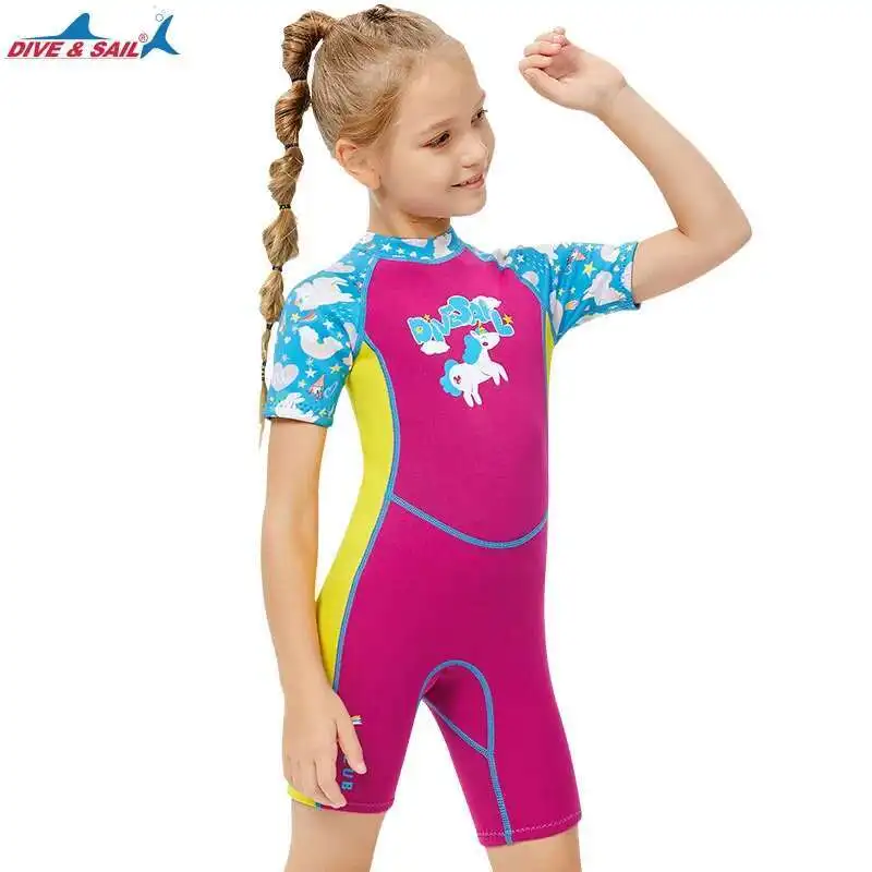 

2.5mm children's diving suit one-piece warm bathing suit short sleeve snorkeling surfing cold proof diving suit