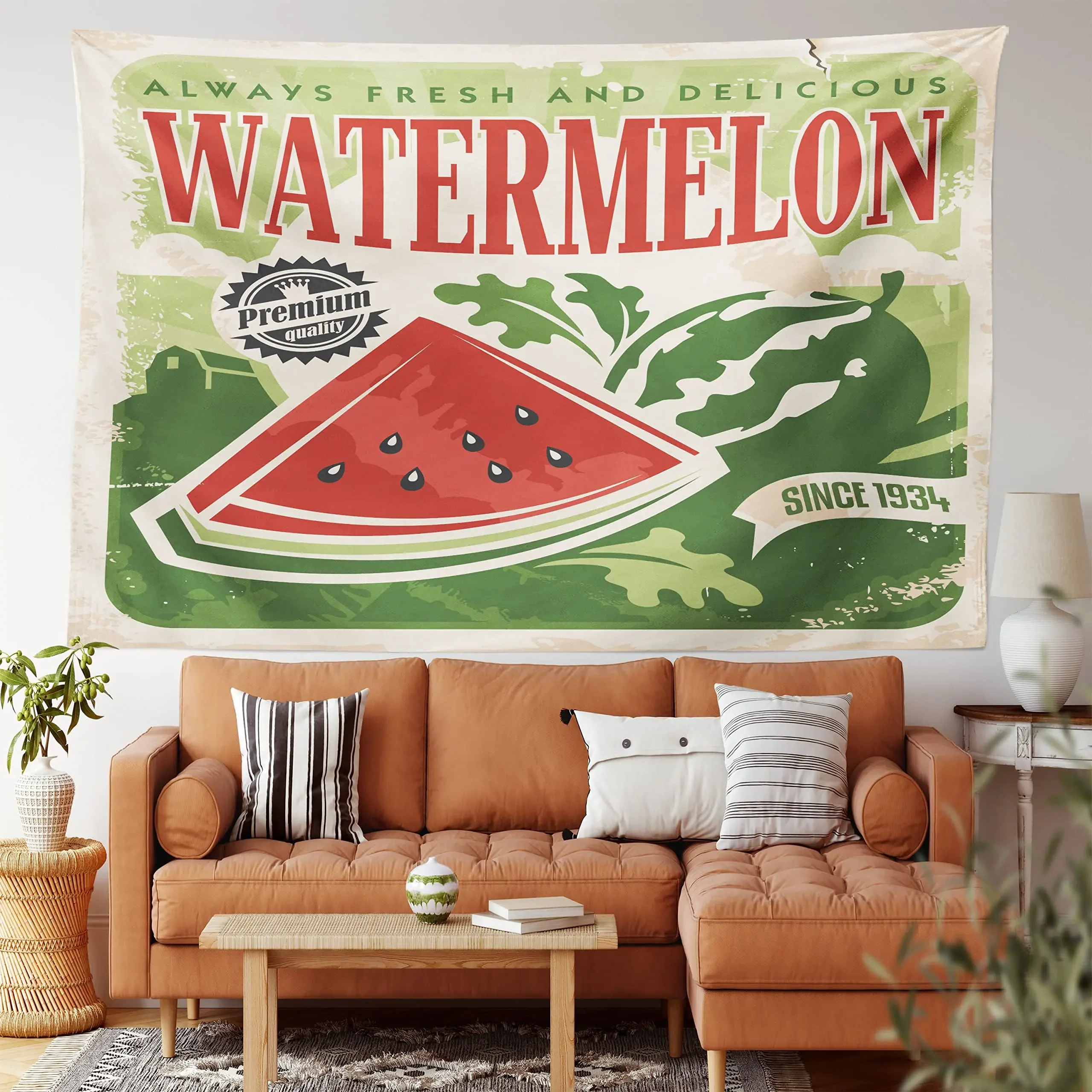 Red Summer Watermelon Tapestry, Large Wall Hanging Polyester Tablecloths Tapestry Bedroom Room Living Room Dorm Background Cloth