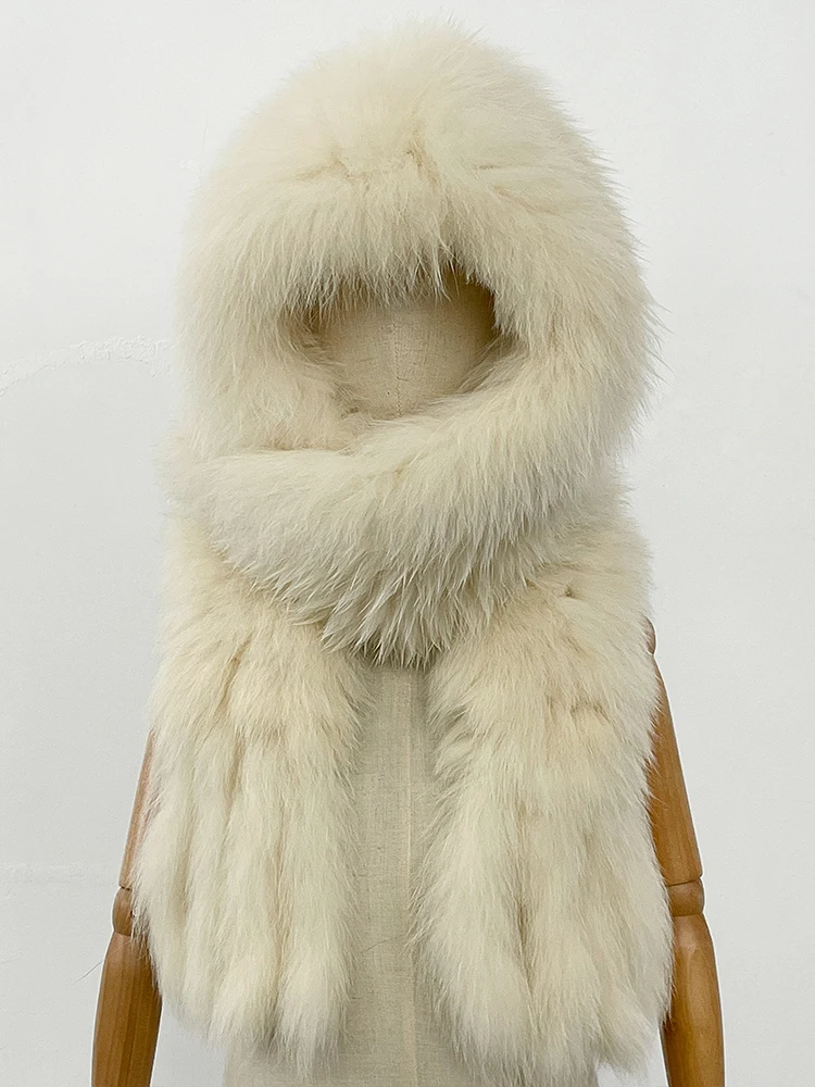 

Женская зимняя утолщенная теплая длинная шапка из натурального меха, детская Лидер продаж, женская модная пушистая белая шапка из натурального лисьего меха с шарфом