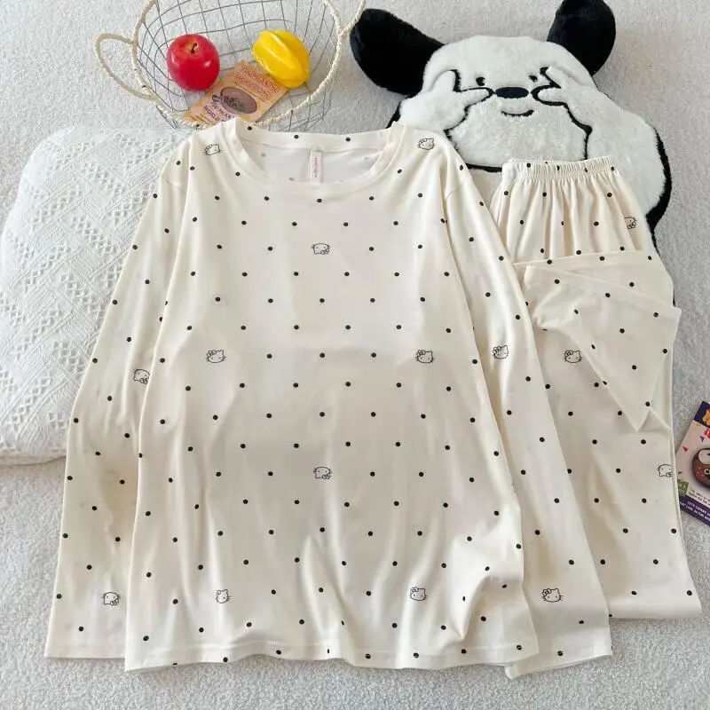 

Y2K Sanrio Cloud Cotton Pajama Set Cotton Student Teen Girl Homewear Cute New Spring Autumn Cartoon Thin Long Sleeve Long Pants