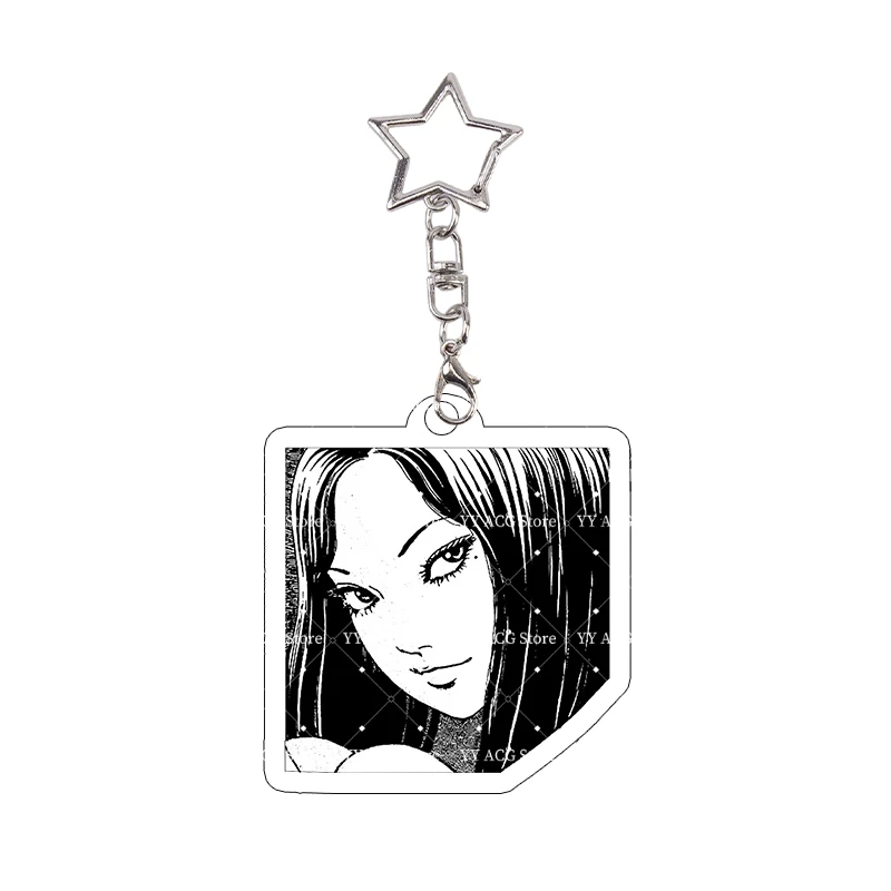 Tomie Collection Acrylic Keychain Horror Manga Chibi Bag Charm Uzumaki Spiral Girl Pixel Art Star Key Ring Pendant Birthday Gift