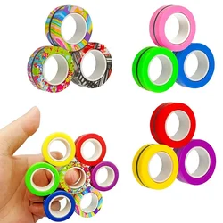 3PCS Fingertip Magnetic Rings Colorful Relief Fidget Toys Set for Adult Magnet Spinner Anti-stress Relieve Anxiety Toys for Kids