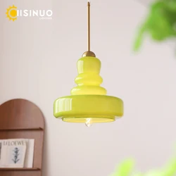 Nordic Retro Glass Pendant Light Dining Room Hanging Chandelier E27 Fixture for Living Room Bedroom Kitchen Decoration Lighting