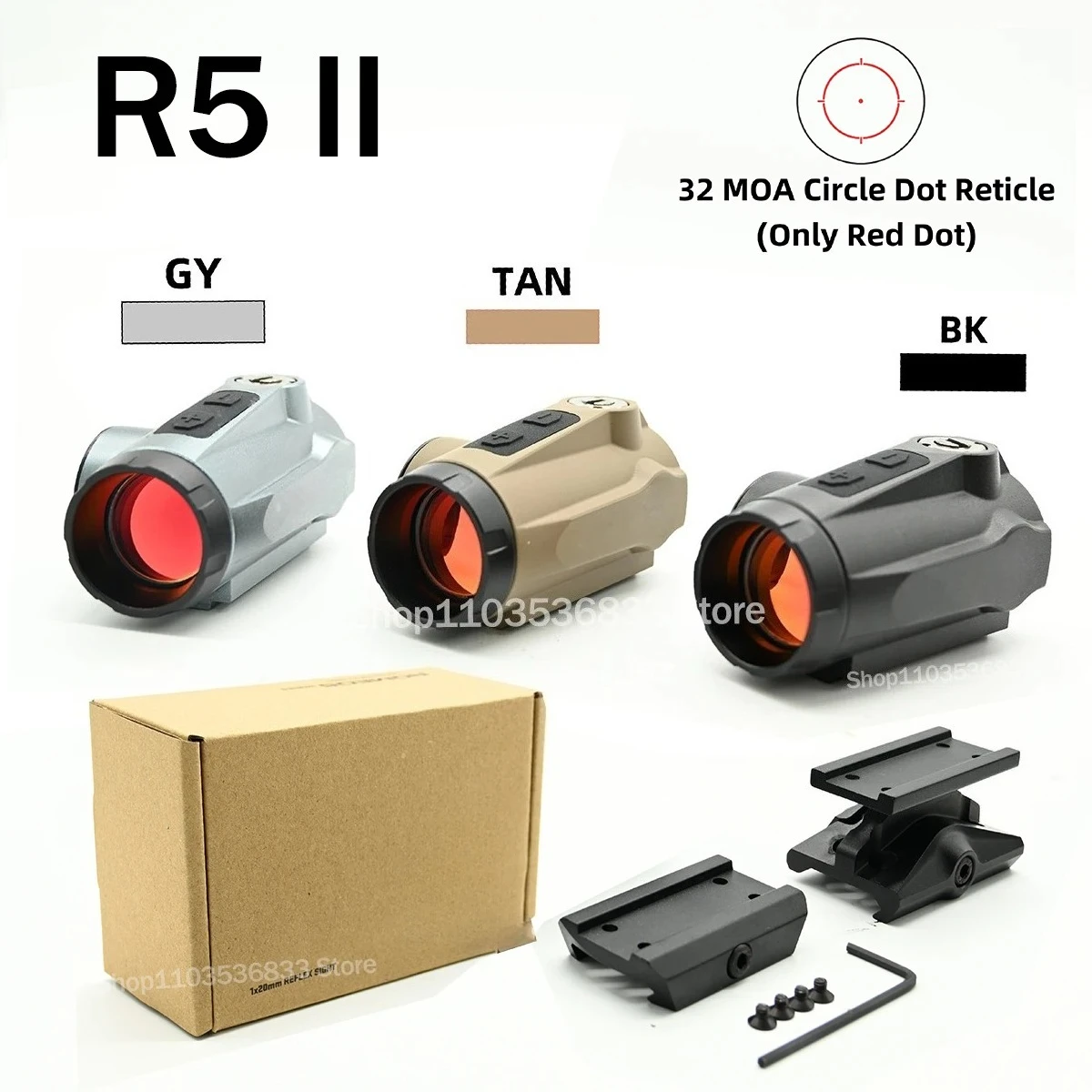 

Комплект тактического голографического прицела REO5 II Red Dot и увеличителя J3/J5 3X 5X для крепления на планку 20 мм