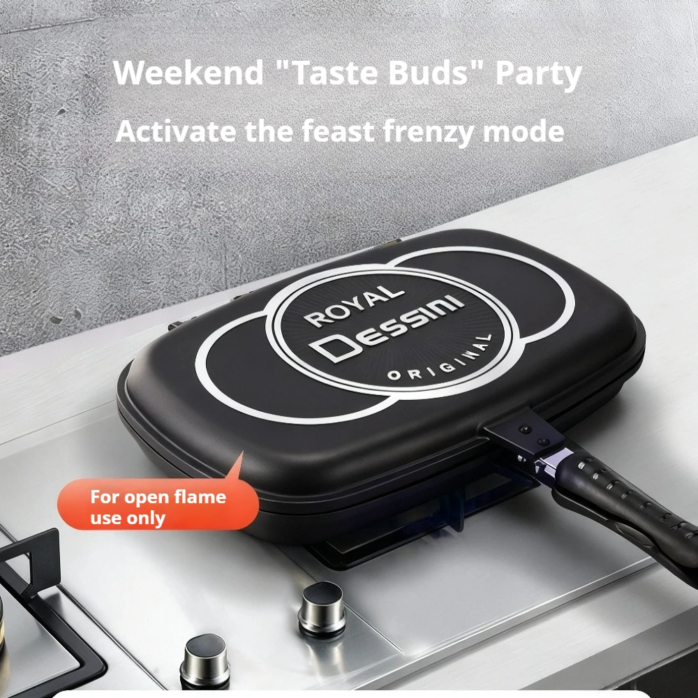 مقلاة شواء مزدوجة الجوانب مقلاة محمولة قابلة للطي غير لاصقة أداة الطبخ الشواء تجهيزات المطابخ مقبض مضاد للحرق للداخلية والخارجية