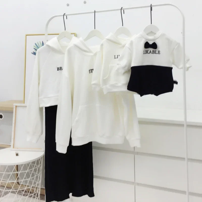 Parent-Child Clothes For The Whole Family Matching Dad And Son Hoodies Women Dress Two Piece Outfits Mom Daughter Equal Clothing